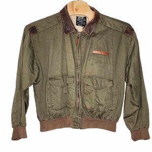 Vintage Avirex BOMBER FLIGHT JACKET Type A-2 Canvas 30-1415 Army Air Force Large